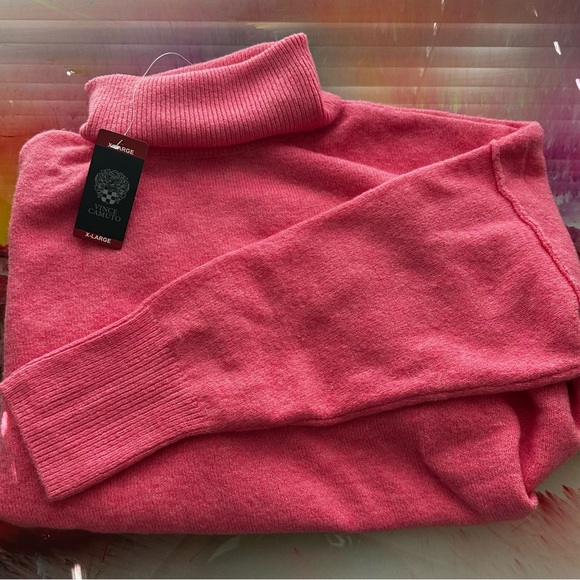 VINCE CAMUTO Pop Pink Easy Going Turtleneck - Picture 2 of 3